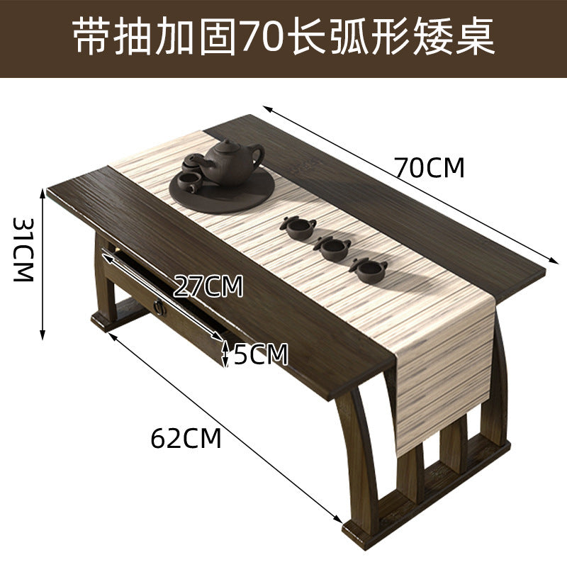 中式飘窗小茶几榻榻米简约窗台阳台楠竹茶桌矮桌地毯小型桌子坐地Chinese-style bay window, small tea table, tatami, minimalist windowsill, balcony, nan bamboo tea table, low table, rug, small table, floor-standing