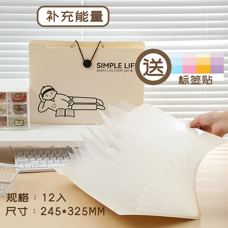 MOKA简生活系列5入8入12入搭扣文件夹PP多层A4文件袋收纳袋风琴包MOKA Simple Living Series 5-Pack, 8-Pack, and 12-Pack Snap-Closure Folders, PP Multi-Pocket A4 Document Bags, Storage Bags, Accordion-Style Bags