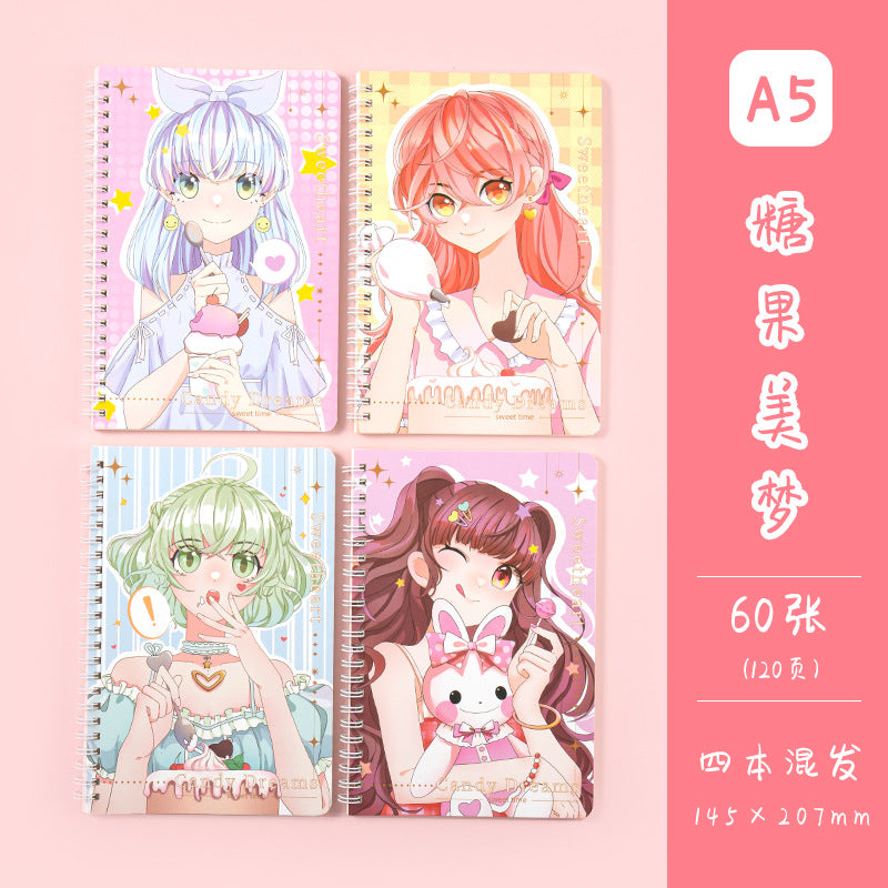 魔卡A5线圈本线圈横线本卡通学生文具记事本笔记本商务礼品活页 Magic Card A5 Spiral Notebook, Horizontal-Line Spiral Notebook, Cartoon-Themed Student Stationery, Notepad, Notebook, Business Gift, Loose-Leaf
