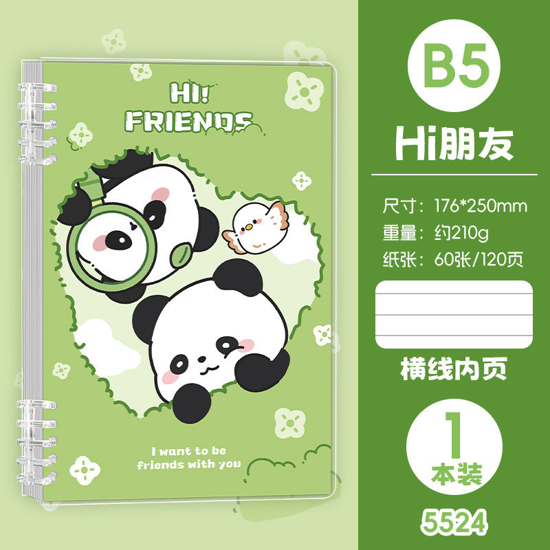 高颜值卡通活页A5线圈本可爱学生B5手账笔记本文具日记本 Stylish Cartoon A5 Spiral-Bound Notebook, Cute Student B5 Planner, Notebook, Stationery, Diary