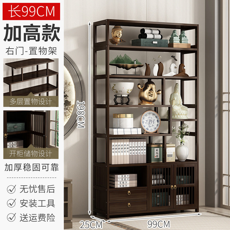 新中式博古架多宝阁 实木置物架客厅隔断展示柜古董摆件架New Chinese-style display cabinet, multi-shelf cabinet; solid wood shelving unit, living room room divider, display cabinet, antique ornament stand