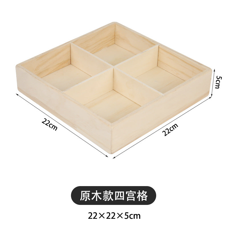 Solid Wood Nine-Square Platter, Divided Serving Tray, for Hot Pot Restaurants, Tableware, Snacks, Melamine Fruit Bowls and Vegetable Plates, for Home