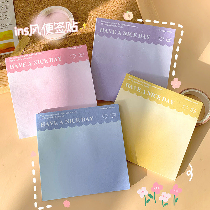 魔卡爱心卡通风景图案便签本学生手账留言纸随手撕便利贴Magic Card Cute Cartoon Scenery Pattern Sticky Note Pad, Student Planner, Note Paper, Tear-Off Sticky Notes