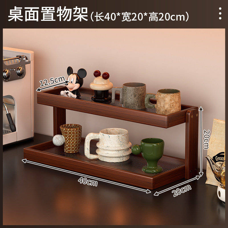 博古架多层楠竹小型桌面茶具架子置物架展示柜台面桌上茶杯收纳架Multi-tiered nanmu bamboo display cabinet, small tabletop tea set stand, storage rack, display cabinet, tabletop teacup organiser