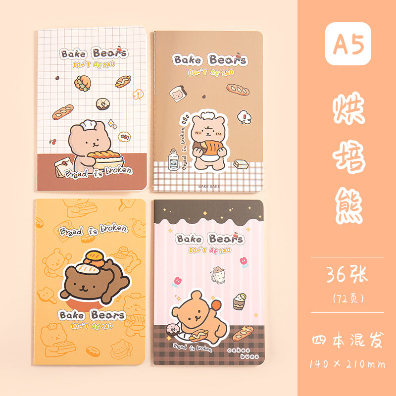 魔卡文化创意A5车线本可爱卡通图案笔记本学生学习文具手帐MoKa Cultural & Creative A5 Stitched Notebook with Cute Cartoon Designs—Student Study Stationery and Planner