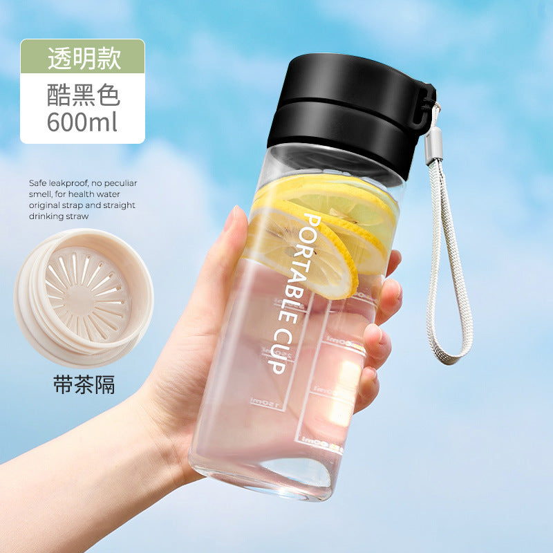 耐高温简约防摔带刻度透明塑料杯 户外登山便携ins风运动水杯High-Temperature-Resistant, Minimalist, Shatter-Resistant, Graduated Transparent Plastic Cup—Portable Outdoor Hiking and Sports Water Bottle