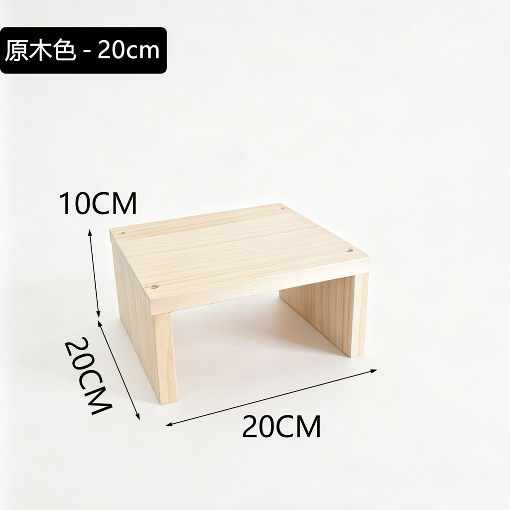 20cm宽纯实木阶梯置物架可移动小花架绿植盆栽加宽板面收纳展示架20cm-wide solid wood stepped shelving unit – portable small plant stand for houseplants and potted plants, with a wide shelf surface for storage and display