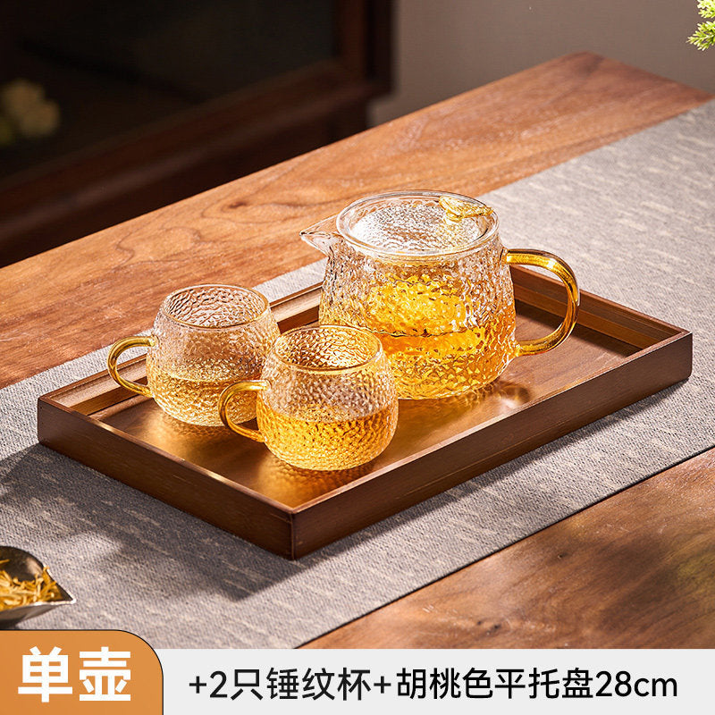 捷安玺锤纹煮茶壶一人专用茶具耐热玻璃泡茶壶高颜值女士花茶壶 Hammered-Pattern Teapot, Single-Serving Tea Set, Heat-Resistant Glass Teapot, Stylish Women's Floral Teapot