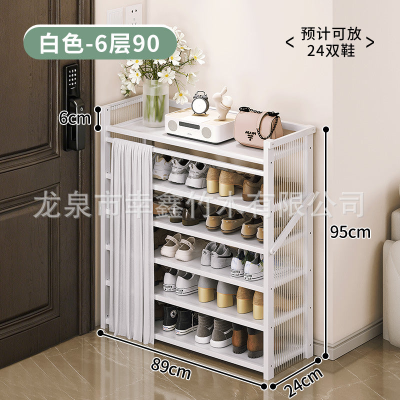 亚克力折叠鞋架小窄免安装防尘鞋柜家用门口多层出租房置物收纳架Acrylic folding shoe rack – compact, narrow, no assembly required, dust-proof shoe cupboard for home use; multi-tier storage rack for hallways and rented accommodation