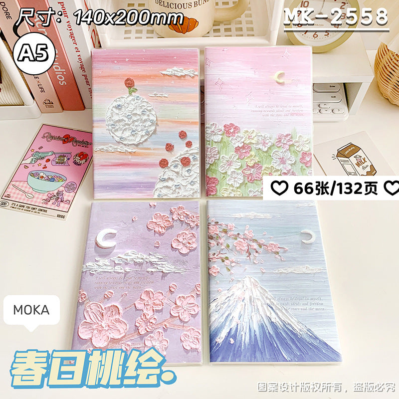 MOKA新款A6胶套笔记本A5学生办公高颜值加厚本子记笔记小清新本子MOKA's New A6 Plastic-Covered Notebook: A5 Size for Students and Office Use—Stylish, Thick-Paged Notebook for Note-Taking with a Fresh, Minimalist Design