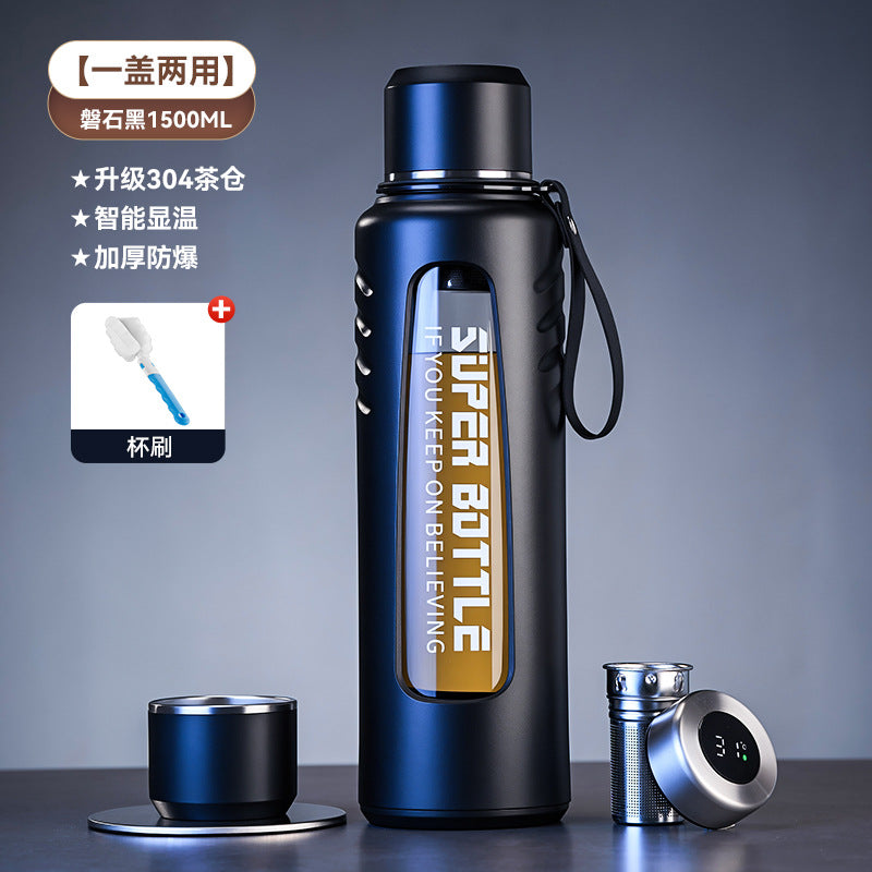捷安玺大容量智能显温玻璃杯茶水分离泡茶杯耐热高硼硅户外随手杯Large-Capacity Smart Temperature-Displaying Glass Tea Cup with Tea-Water Separation, Heat-Resistant Borosilicate Outdoor Travel Mug
