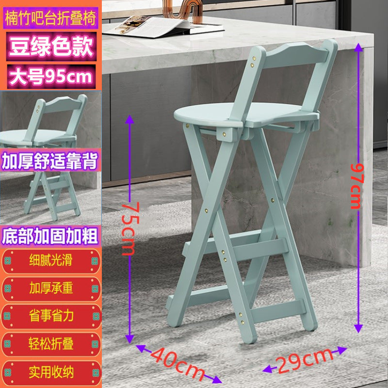 折叠椅子便携家用实木餐椅高脚凳吧台椅现代简约奶茶店前台靠背椅Folding chairs, portable solid wood dining chairs for home use, bar stools, modern minimalist backrest chairs for tea shops and reception areas