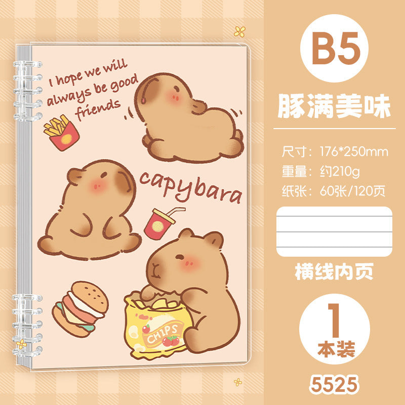 高颜值卡通活页A5线圈本可爱学生B5手账笔记本文具日记本 Stylish Cartoon A5 Spiral-Bound Notebook, Cute Student B5 Planner, Notebook, Stationery, Diary