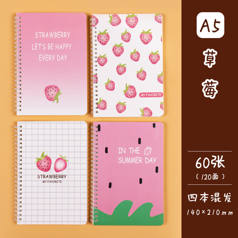 学生日记本A5记事本创意韩版侧翻线圈笔记本卡通线圈本手帐本Student Diary A5 Notebook Creative Korean-Style Side-Flip Spiral Notebook Cartoon Spiral Notebook Planner