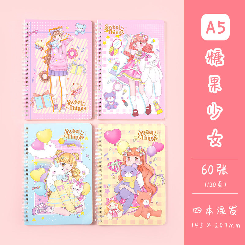 魔卡A5线圈本线圈横线本卡通学生文具记事本笔记本商务礼品活页 Magic Card A5 Spiral Notebook, Horizontal-Line Spiral Notebook, Cartoon-Themed Student Stationery, Notepad, Notebook, Business Gift, Loose-Leaf