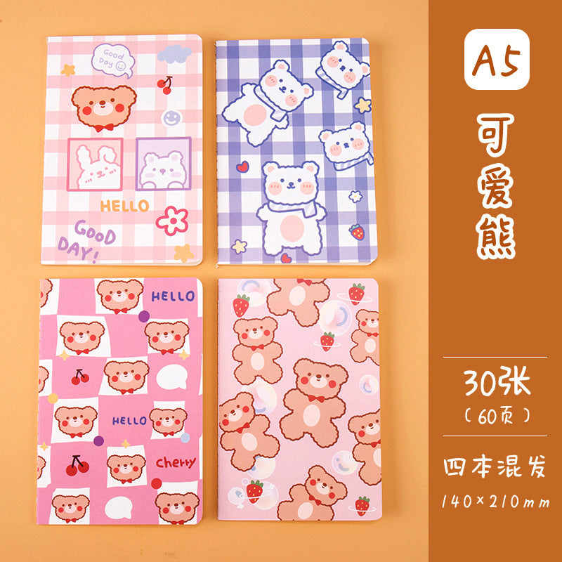 记事本可爱卡通学生用品作文本创意图案A5车线本子笔记本Notebooks: Cute Cartoon Student Supplies, Creative Design A5 Stitched Notebooks