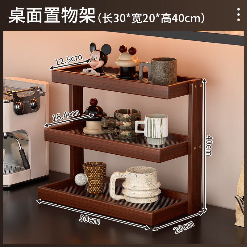 博古架多层楠竹小型桌面茶具架子置物架展示柜台面桌上茶杯收纳架Multi-tiered nanmu bamboo display cabinet, small tabletop tea set stand, storage rack, display cabinet, tabletop teacup organiser
