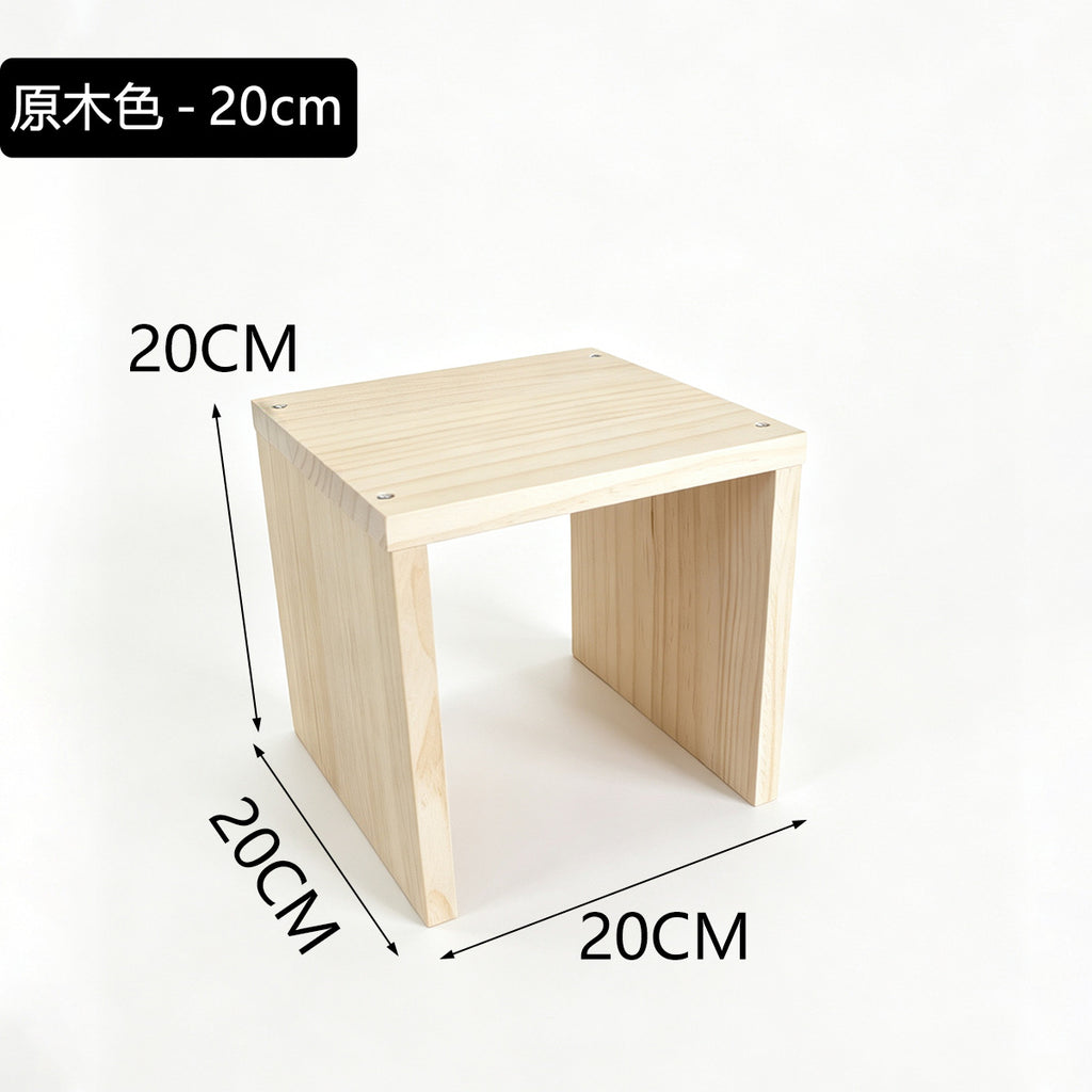 20cm宽纯实木阶梯置物架可移动小花架绿植盆栽加宽板面收纳展示架20cm-wide solid wood stepped shelving unit – portable small plant stand for houseplants and potted plants, with a wide shelf surface for storage and display