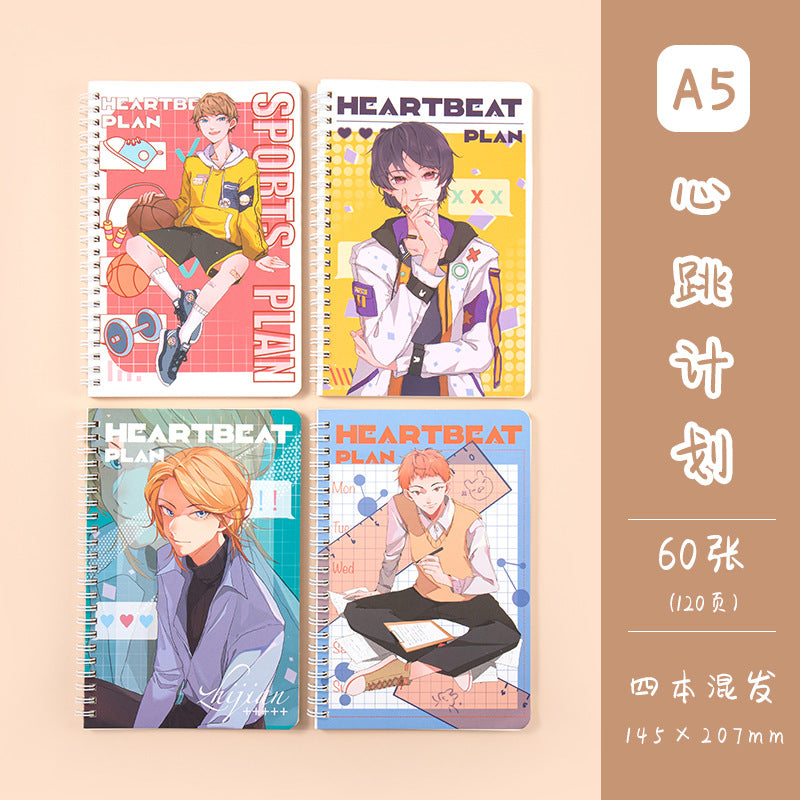 魔卡A5线圈本线圈横线本卡通学生文具记事本笔记本商务礼品活页 Magic Card A5 Spiral Notebook, Horizontal-Line Spiral Notebook, Cartoon-Themed Student Stationery, Notepad, Notebook, Business Gift, Loose-Leaf