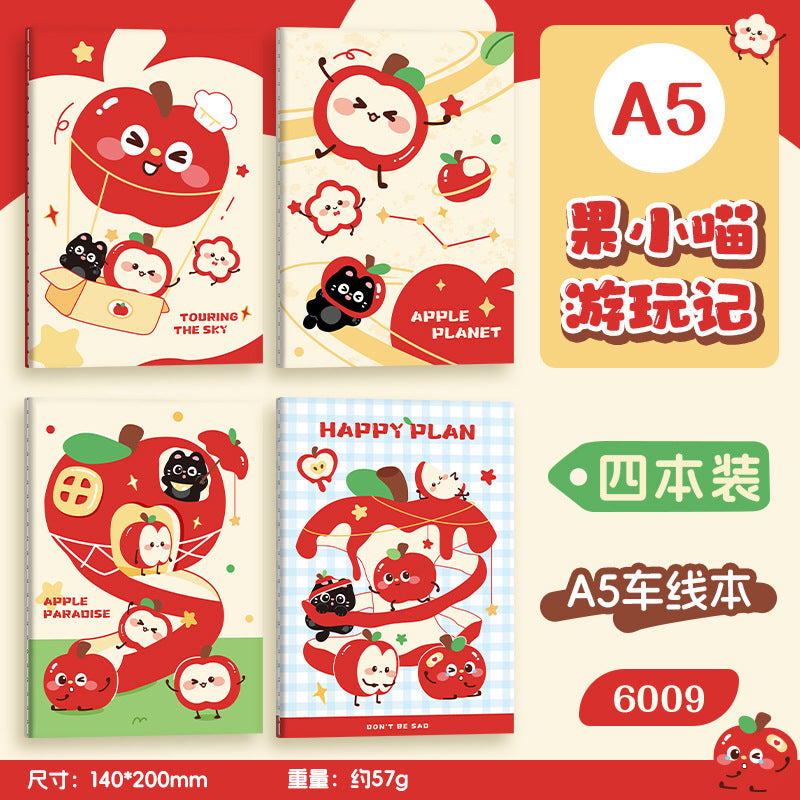 可爱A5线圈本学生笔记本高颜值作业本卡通办公文具记事本 Cute A5 Spiral-Bound Student Notebook—Stylish Homework Notebook, Cartoon-Themed Office Stationery, Notepad
