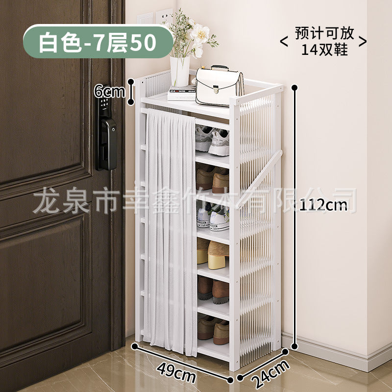 亚克力折叠鞋架小窄免安装防尘鞋柜家用门口多层出租房置物收纳架Acrylic folding shoe rack – compact, narrow, no assembly required, dust-proof shoe cupboard for home use; multi-tier storage rack for hallways and rented accommodation