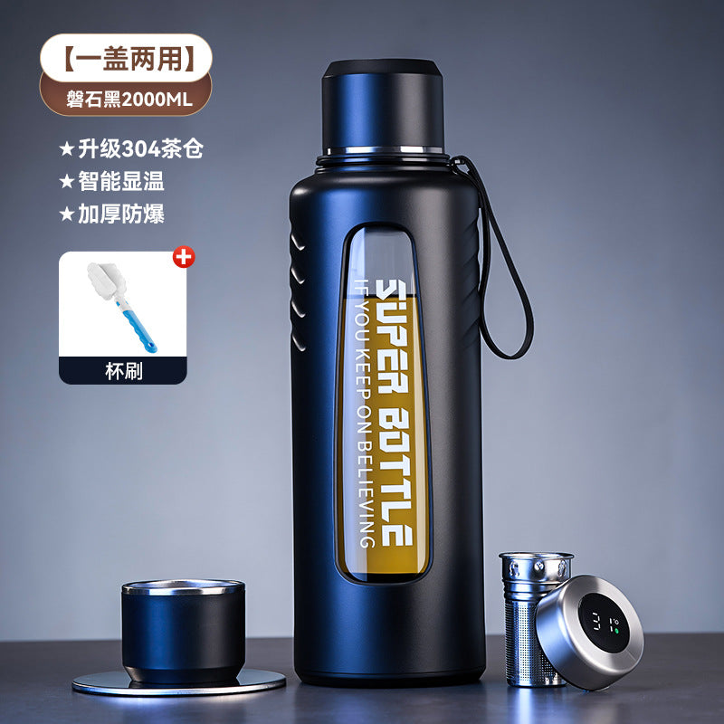 捷安玺大容量智能显温玻璃杯茶水分离泡茶杯耐热高硼硅户外随手杯Large-Capacity Smart Temperature-Displaying Glass Tea Cup with Tea-Water Separation, Heat-Resistant Borosilicate Outdoor Travel Mug