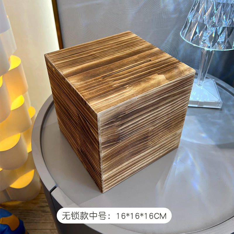 存钱罐储蓄罐密码锁箱木质加厚家用可存可取或存不取儿童跨境松木Piggy bank, savings box, combination lock, wooden, reinforced, for home use, with options to deposit and withdraw or deposit only, for children, cross-border, pine wood