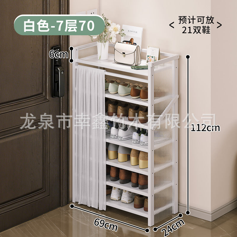 亚克力折叠鞋架小窄免安装防尘鞋柜家用门口多层出租房置物收纳架Acrylic folding shoe rack – compact, narrow, no assembly required, dust-proof shoe cupboard for home use; multi-tier storage rack for hallways and rented accommodation