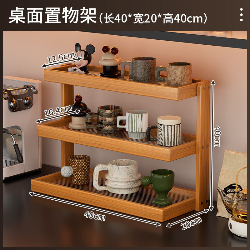 博古架多层楠竹小型桌面茶具架子置物架展示柜台面桌上茶杯收纳架Multi-tiered nanmu bamboo display cabinet, small tabletop tea set stand, storage rack, display cabinet, tabletop teacup organiser