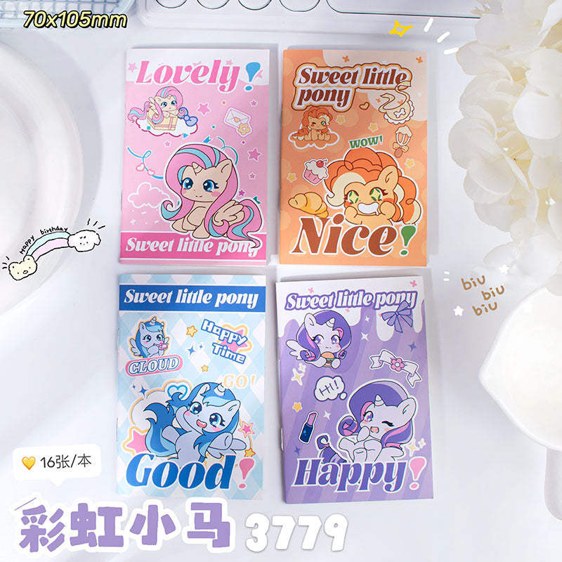 卡通骑马钉横线本软皮本笔记本记事本小本子可爱迷你学生随身账本Cartoon Horse-Printed Ruled Softcover Notebook, Notepad, Small Notebook—Cute Mini Student Pocket Notebook
