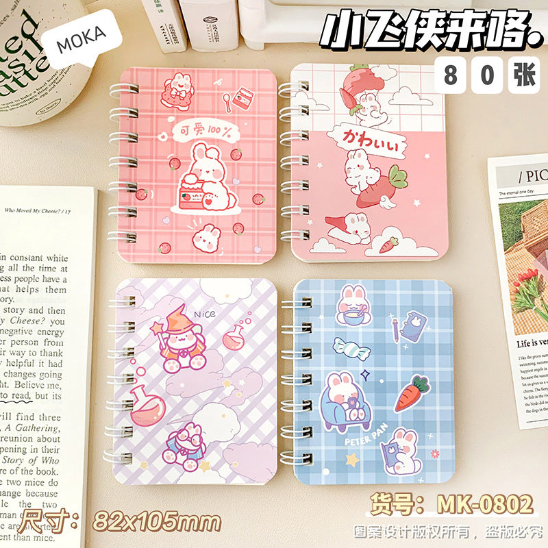 可爱卡通高颜值A7侧翻线圈本学生小本子迷你笔记本便携办公记事本 Cute, Cartoon-Style, High-Quality A7 Side-Folding Spiral Notebook—Student Notebook, Mini Notebook, Portable Office Notepad