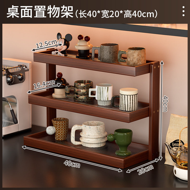 博古架多层楠竹小型桌面茶具架子置物架展示柜台面桌上茶杯收纳架Multi-tiered nanmu bamboo display cabinet, small tabletop tea set stand, storage rack, display cabinet, tabletop teacup organiser