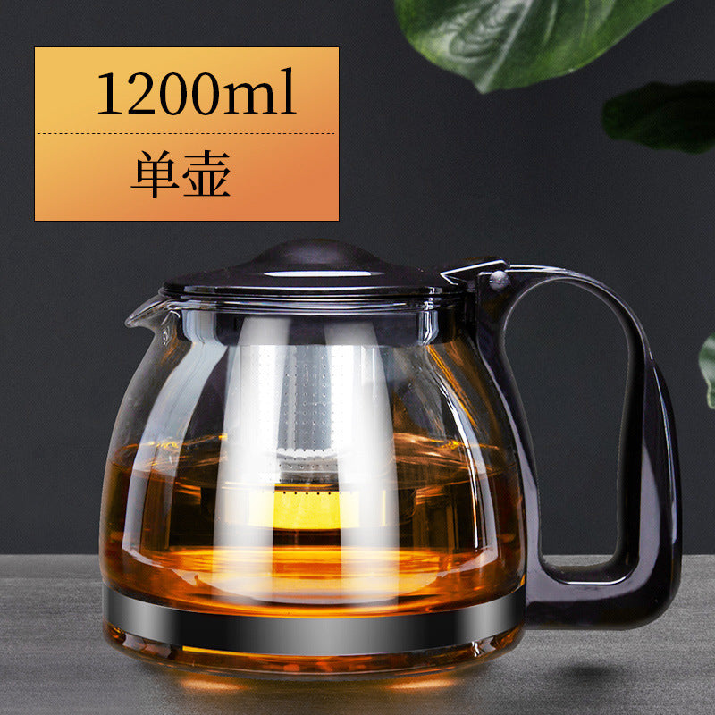 捷安玺家用办公耐热玻璃茶壶大容量冷水壶茶水分离304滤网泡茶壶GIANXI Large-Capacity Heat-Resistant Glass Teapot for Home and Office Use; Cold Water Jug with Tea-Water Separation and 304 Stainless Steel Filter; Tea Brewing Pot