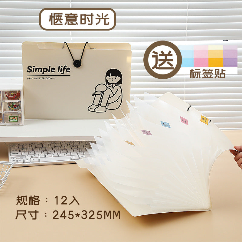 MOKA简生活系列5入8入12入搭扣文件夹PP多层A4文件袋收纳袋风琴包MOKA Simple Living Series 5-Pack, 8-Pack, and 12-Pack Snap-Closure Folders, PP Multi-Pocket A4 Document Bags, Storage Bags, Accordion-Style Bags