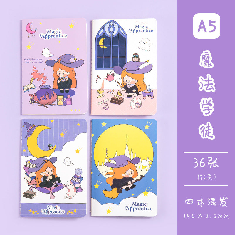 魔卡文化创意A5车线本可爱卡通图案笔记本学生学习文具手帐MoKa Cultural & Creative A5 Stitched Notebook with Cute Cartoon Designs—Student Study Stationery and Planner