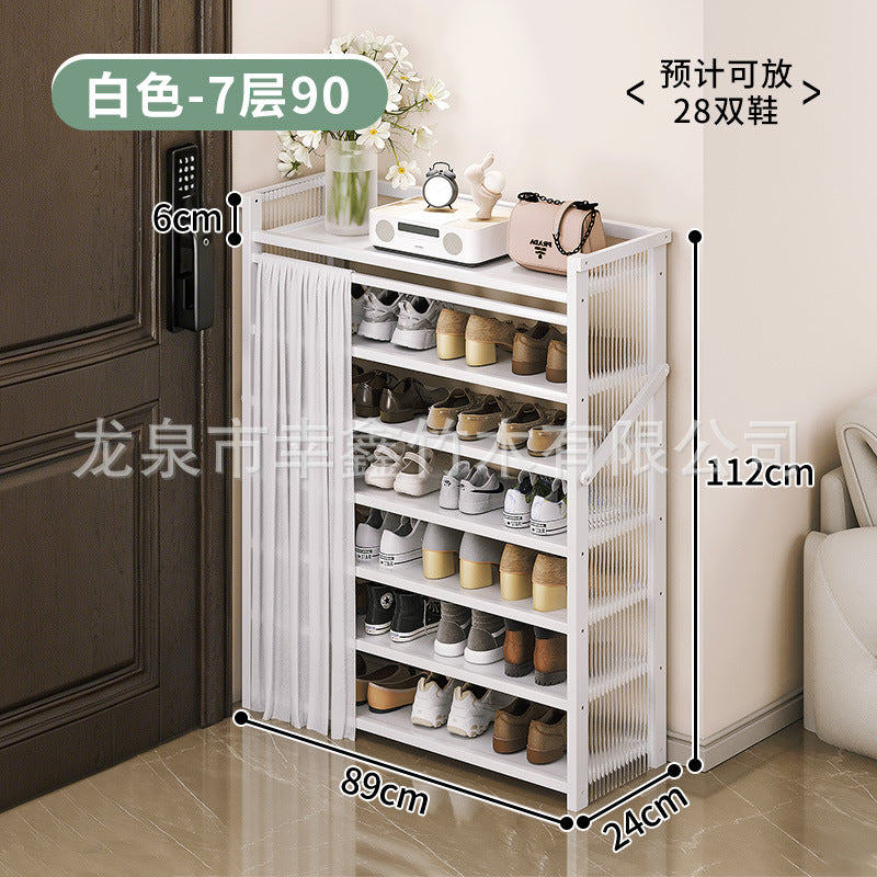 亚克力折叠鞋架小窄免安装防尘鞋柜家用门口多层出租房置物收纳架Acrylic folding shoe rack – compact, narrow, no assembly required, dust-proof shoe cupboard for home use; multi-tier storage rack for hallways and rented accommodation