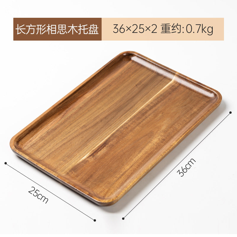 乌檀木托盘实木长方形托盘高级感水杯茶盘木质端菜餐盘竹木菜盘Ebony Tray, Solid Wood Rectangular Tray, Elegant Water Cup and Tea Tray, Wooden Serving Platter, Bamboo and Wooden Serving Platter