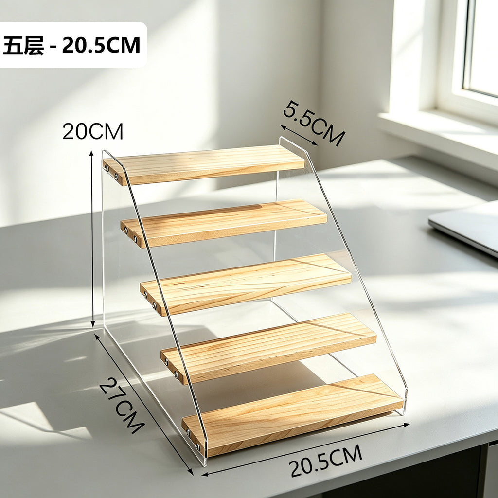 阶梯展示架多层桌面亚克力透明简约置物架手办玩具绿植摆件陈列架Stepped display stand – multi-tiered tabletop acrylic transparent minimalist shelving unit for figurines, toys, houseplants and decorative items