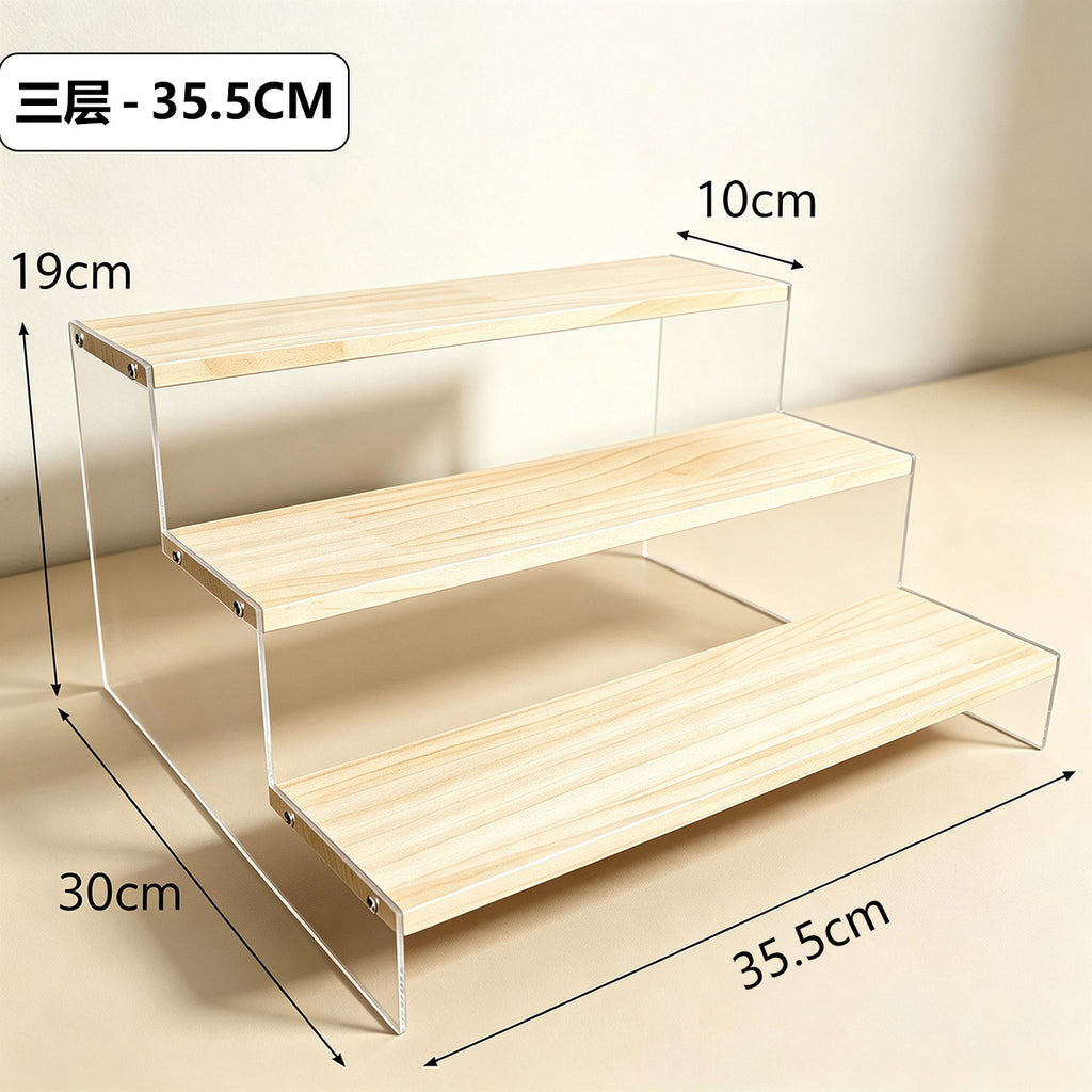 亚克力盲盒展示架阶梯手办公仔化妆品陈列收纳架加宽家居置物架Acrylic blind box display stand, tiered handheld figurine and cosmetics display and storage rack, extra-wide home storage rack