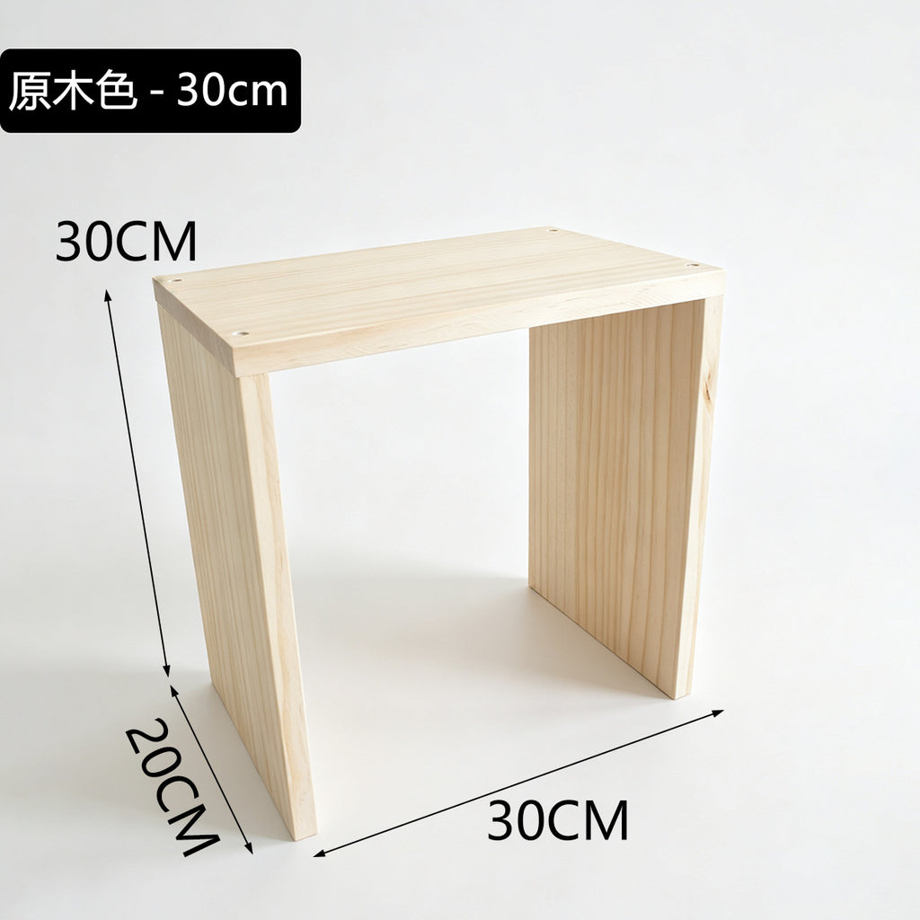 20cm宽纯实木阶梯置物架可移动小花架绿植盆栽加宽板面收纳展示架20cm-wide solid wood stepped shelving unit – portable small plant stand for houseplants and potted plants, with a wide shelf surface for storage and display