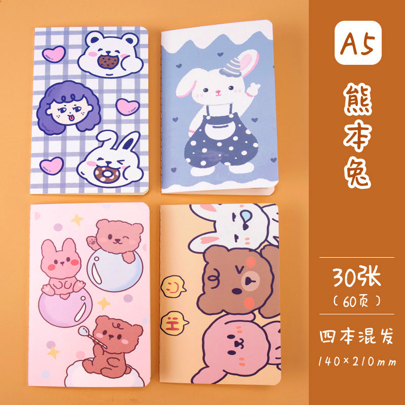 记事本可爱卡通学生用品作文本创意图案A5车线本子笔记本Notebooks: Cute Cartoon Student Supplies, Creative Design A5 Stitched Notebooks