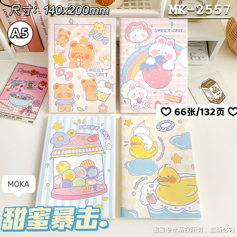 MOKA新款A6胶套笔记本A5学生办公高颜值加厚本子记笔记小清新本子MOKA's New A6 Plastic-Covered Notebook: A5 Size for Students and Office Use—Stylish, Thick-Paged Notebook for Note-Taking with a Fresh, Minimalist Design