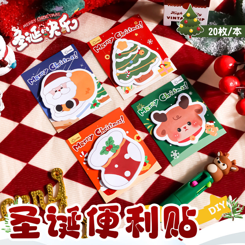 圣诞便利贴异形项果便签纸圣诞老人N次贴粘性学生创意装饰便签本Christmas Sticky Notes: Shaped Fruit-Patterned Sticky Notes, Santa Claus Reusable Sticky Notes, Creative Decorative Sticky Note Pad for Students
