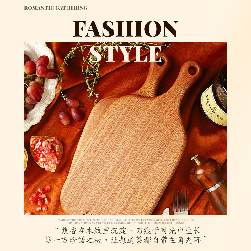 家逸创意料理板KAYI Cutting Board Ebony Chopping Board Serving Board with Handle Portable Board Solid Wood
