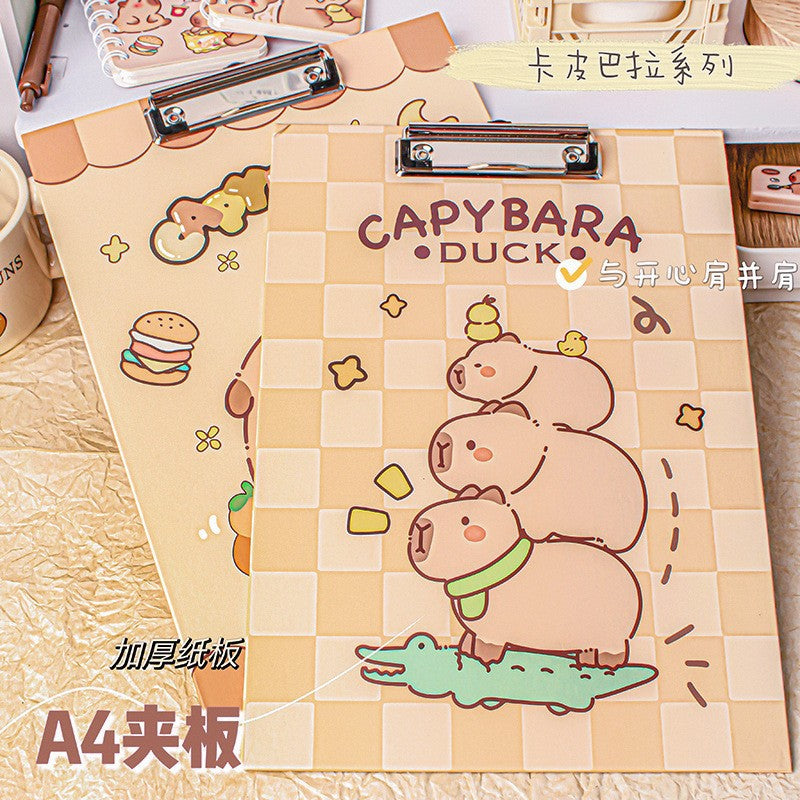 MOKA新品创意卡通a4纸板夹文件书板夹写字夹板加厚多功能学生文具MOKA Creative Cartoon A4 Cardboard Clipboard, Document Holder, Writing Board, Thickened Multifunctional Student Stationery
