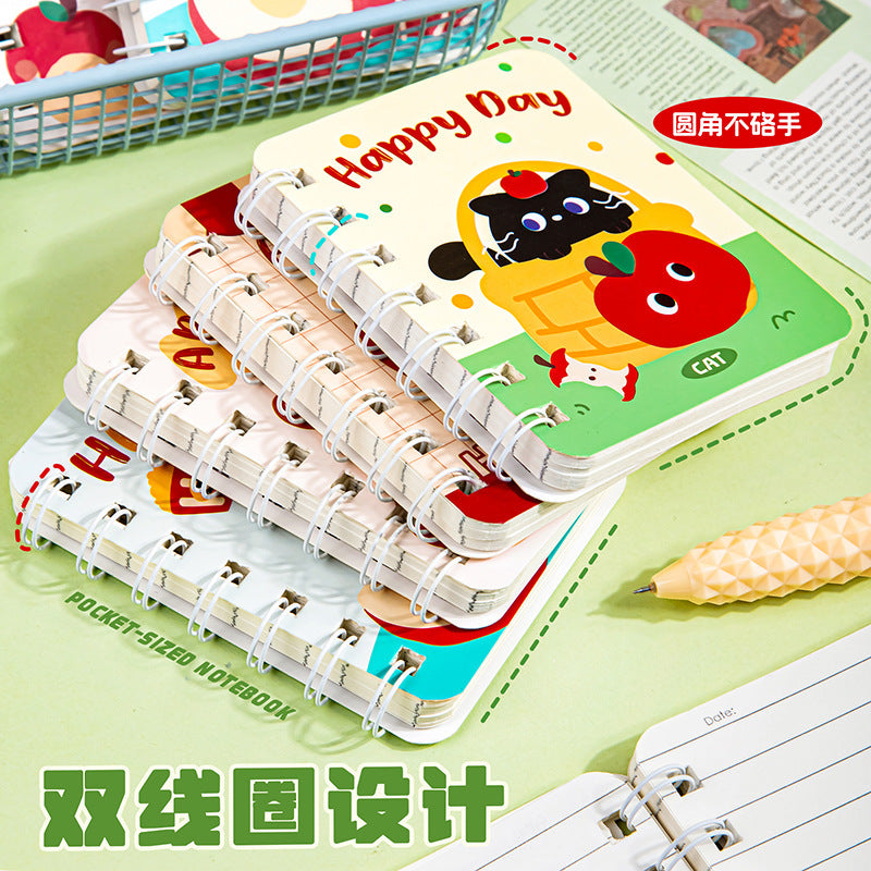 a7线圈本苹果猫ins风卡通猫咪笔记本记事手账用本小本子便携实用A7 Spiral-Bound Notebook: Apple Cat, Instagram-Style, Cartoon Cat Design—Perfect for Journaling, Note-Taking, and Planning—Compact and Practical