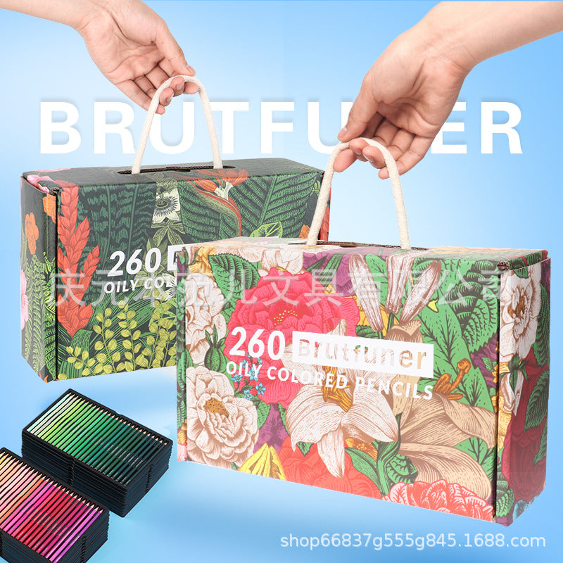 跨境热销  BRUTFUNER 本范儿 520色油性彩铅铅笔礼盒套装260Cross-border bestseller: BRUTFUNER ‘Ben Fan’ 520-colour oil-based coloured pencil gift set, 260