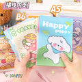 B6/A5卡通横纹车线本可撕学生记事本可爱卡通小狗便签本纸笔记本 B6/A5 Cartoon Striped Stitched Notebook, Tear-Off Student Notepad, Cute Cartoon Puppy Sticky Note Pad, Paper Notebook