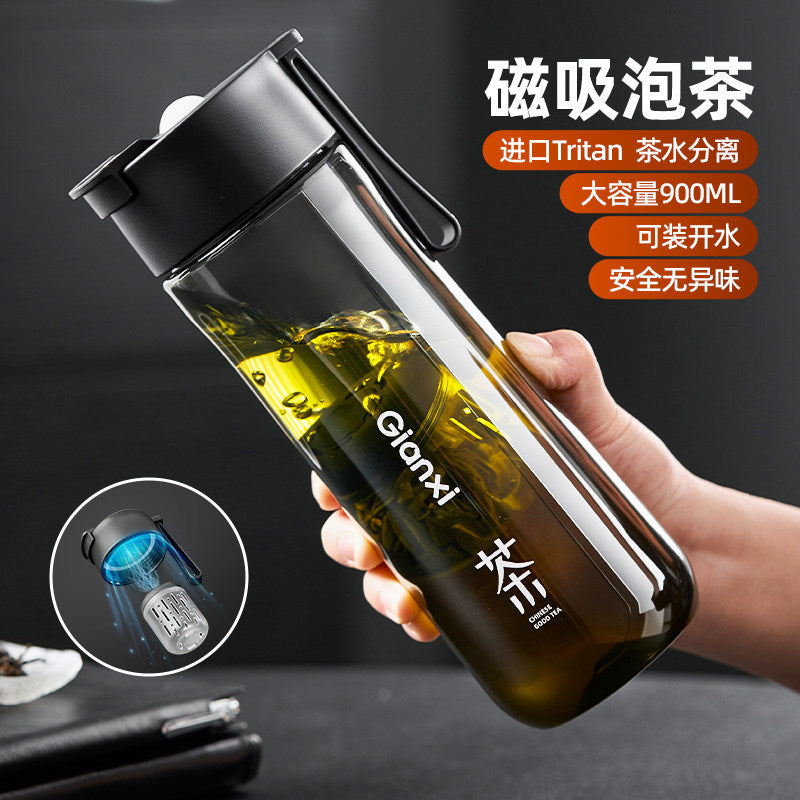 GIANXI捷安玺磁吸泡茶杯茶水分离Tritan泡茶杯大容量车载塑料杯GIANXI Magnetic Tea Cup with Tea-Water Separation, Tritan Tea Cup, Large-Capacity Plastic Car Cup