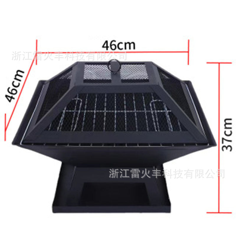 厂家加工方形460火盆BBQ烧烤炉户外便携火炉烤火盆烧烤架取暖火盆Manufacturer-made square 460 fire bowl BBQ grill, outdoor portable stove, fire bowl, barbecue rack and heating fire bowl